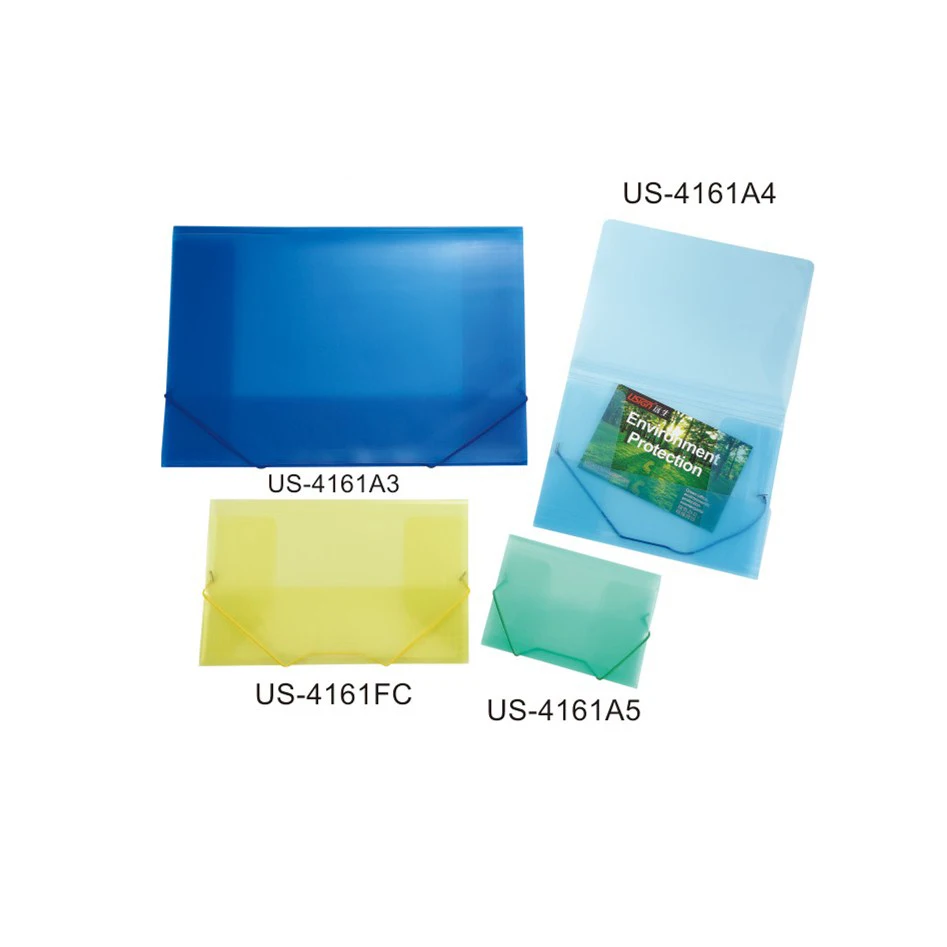 
US-4161 Plastic File Folder With Elastic Cord Closure Envelope File Wallet Document Holder for Office Home School 