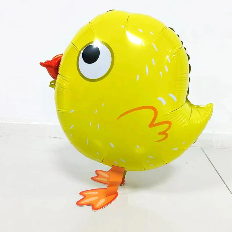 CYmylar factory  supplies walking pet yellow chick balloons standing farm chicken animal mylar aluminum balloons