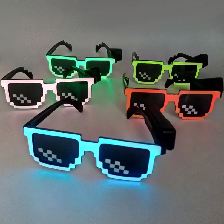 Creative Custom Logo Led Pixel Mosaic Glasses Festival Supplies EL Wireless Light Up Neon Rave Sunglasses For Music Party