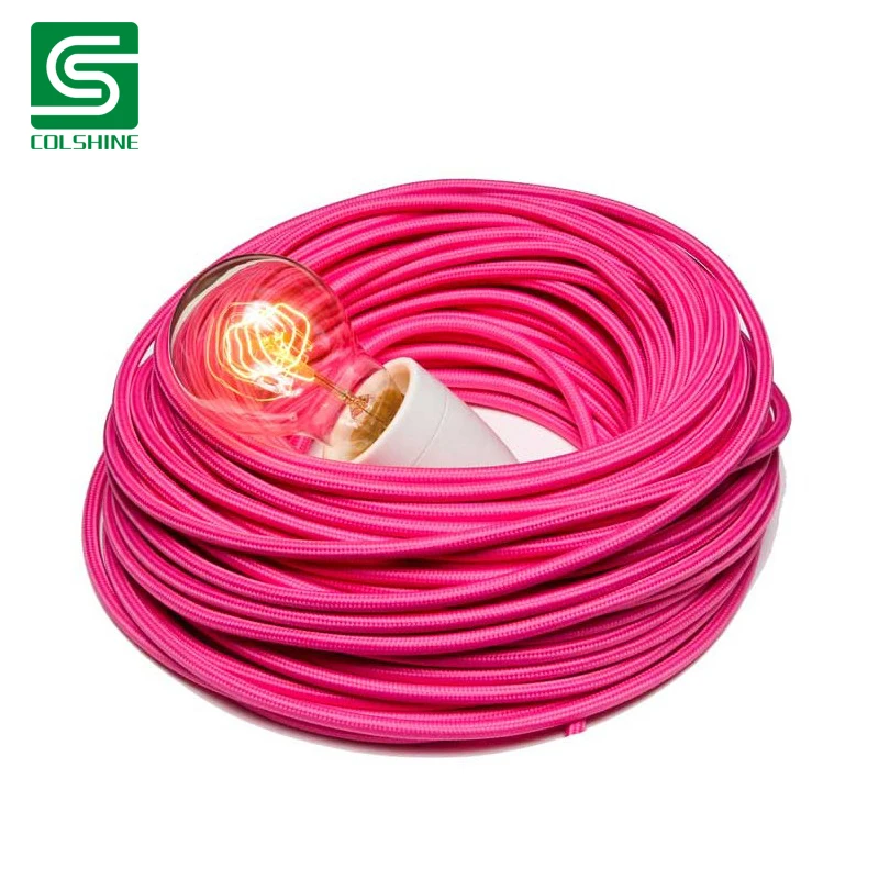 Крытый и открытый текстильная ткань круглый Электрический кабель розовый кулон освещение провода