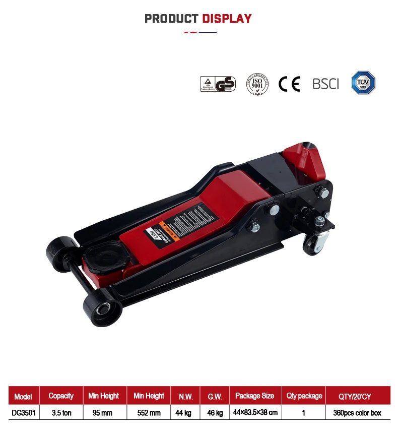 3.5Ton Low Profile Double Pump Car Hydraulic Floor Jack
