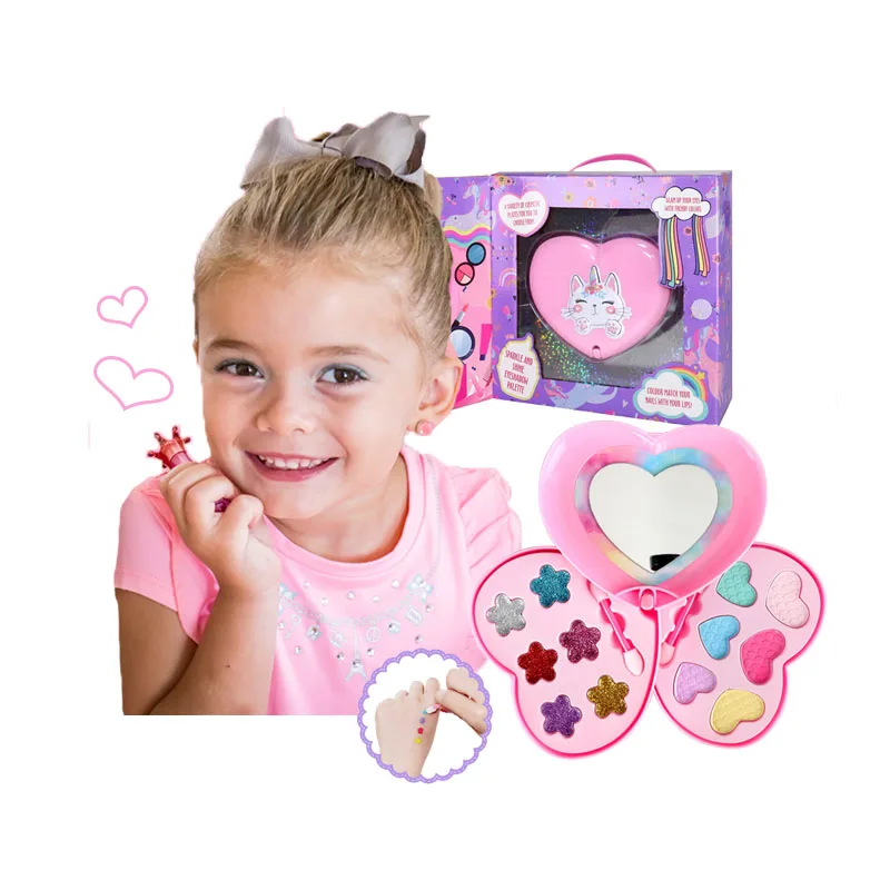 Little Girls Favorite Toy Gift Cute Cat Unicorn Pretend Makeup Set Real Non Toxic Washable Kids Make Up Toys Girls  Kit Makeup