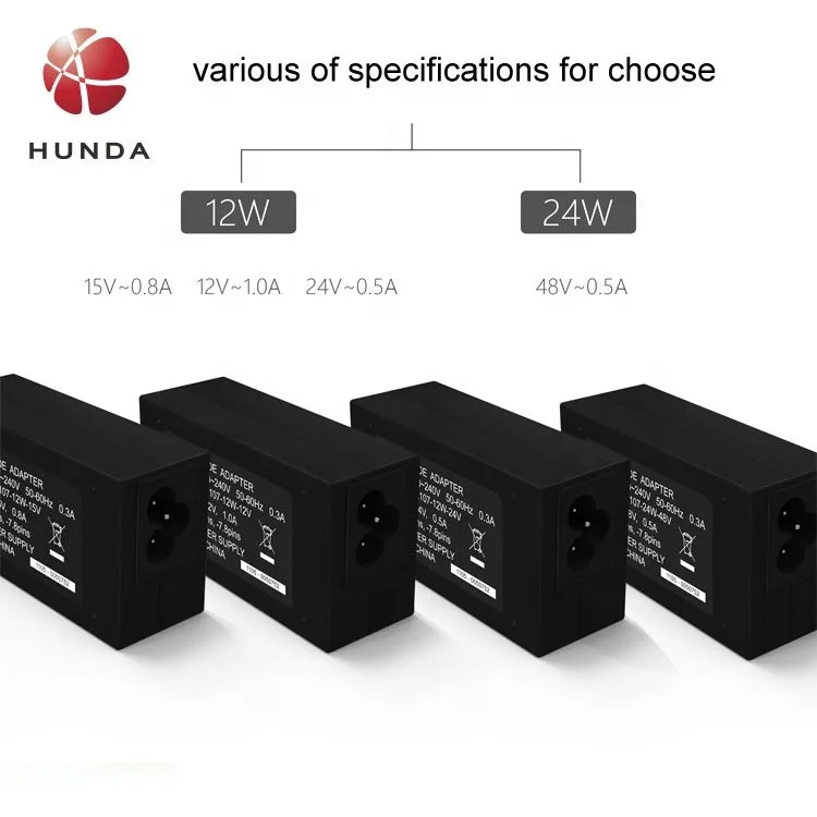 HUNDA Factory OEM POE Power Supply DC12V 1A DC15V 0.8A DC24V 0.5A 12W POE Adapter
