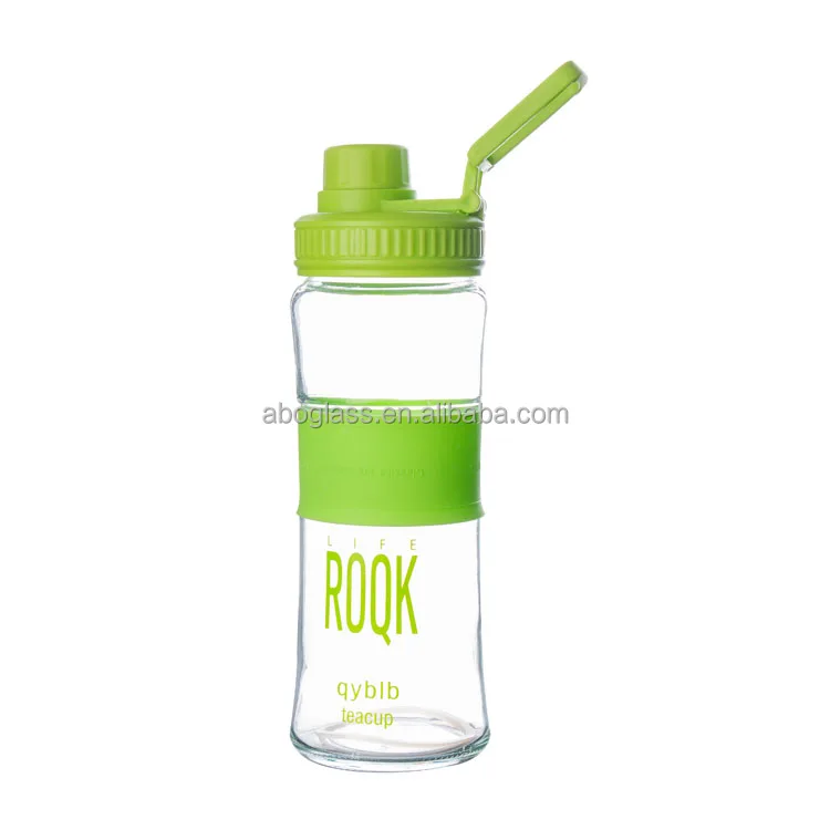 Top quality home use clear heat resistance glass bottle with handle clear water bottle