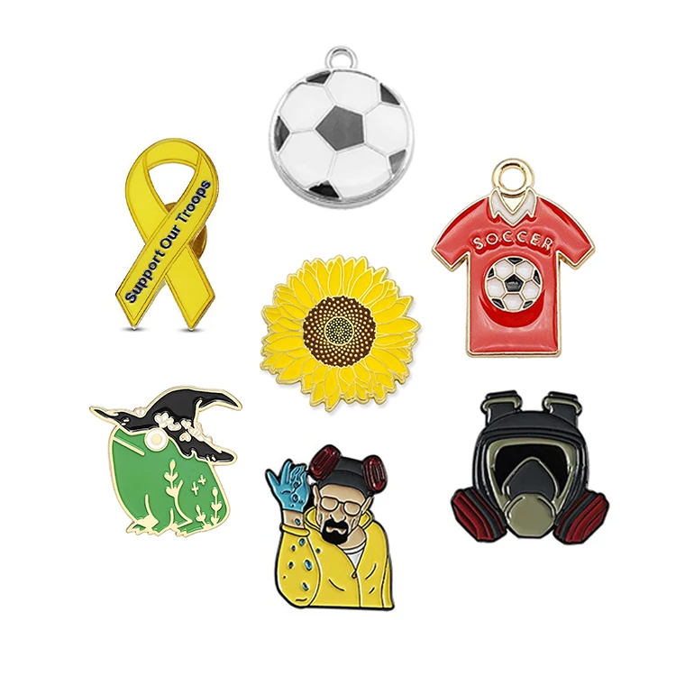 Fashion Gold Custom metal Logo Cute Enamel Jewelry Bracelet Pendants Charms Plate Pendants For Necklace