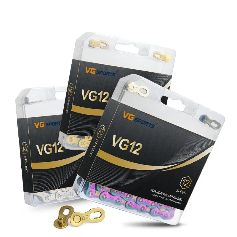 VG Sports Ultralight 12 Speed Bicycle Chain Bike Chain 126 Links Silver Mountain MTB Road Bike Chains