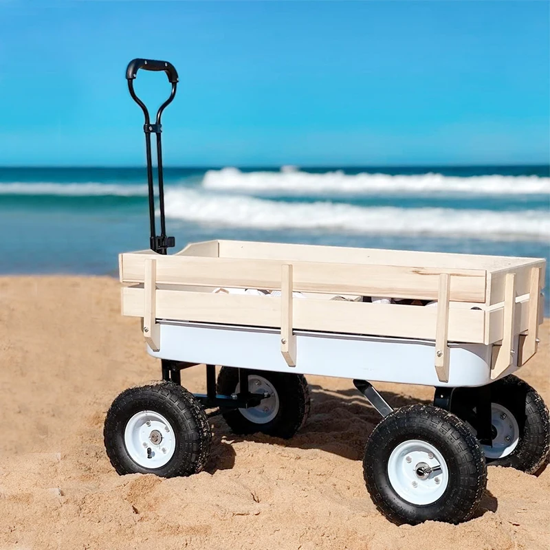 Manufacturer Strength Capacity Utility, Wheels camping trolley collapsible Handle Wooden Railing Kids Beach Folding Wagon Cart/