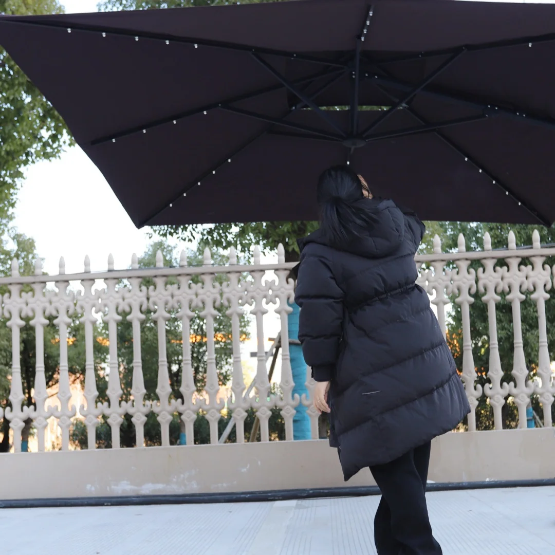 Hanging Full Aluminium Frame Double Canopy Large Beach LED Cantilever Parasols Umbrellas Outdoor Garden