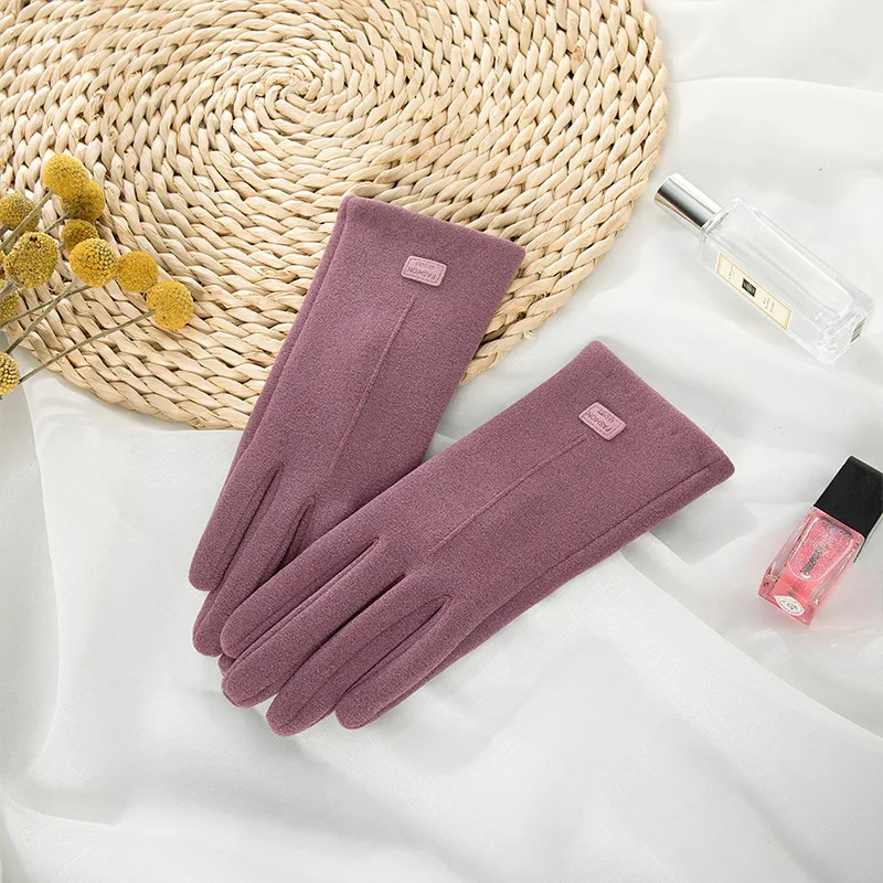 Осенне-зимние женские перчатки для сенсорных экранов для верховой езды ветрозащитные плюшевые плотные мягкие удобные модные перчатки для вождения и снега