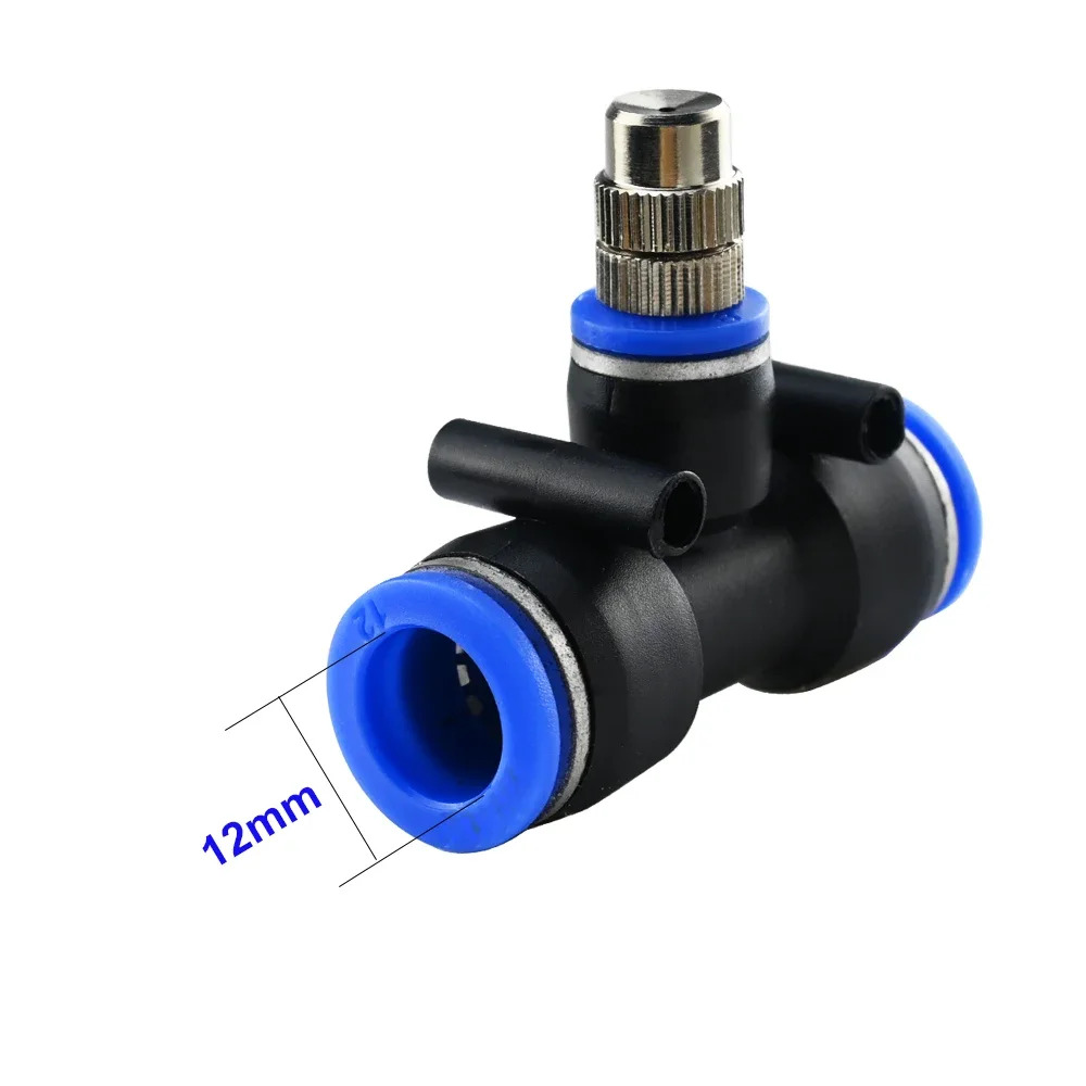 Tee Connector with Adjustable Nozzle 6-12MM Quick-connecting Garden Sprinkler Plastic Connector with Water Fog Mist Nozzle