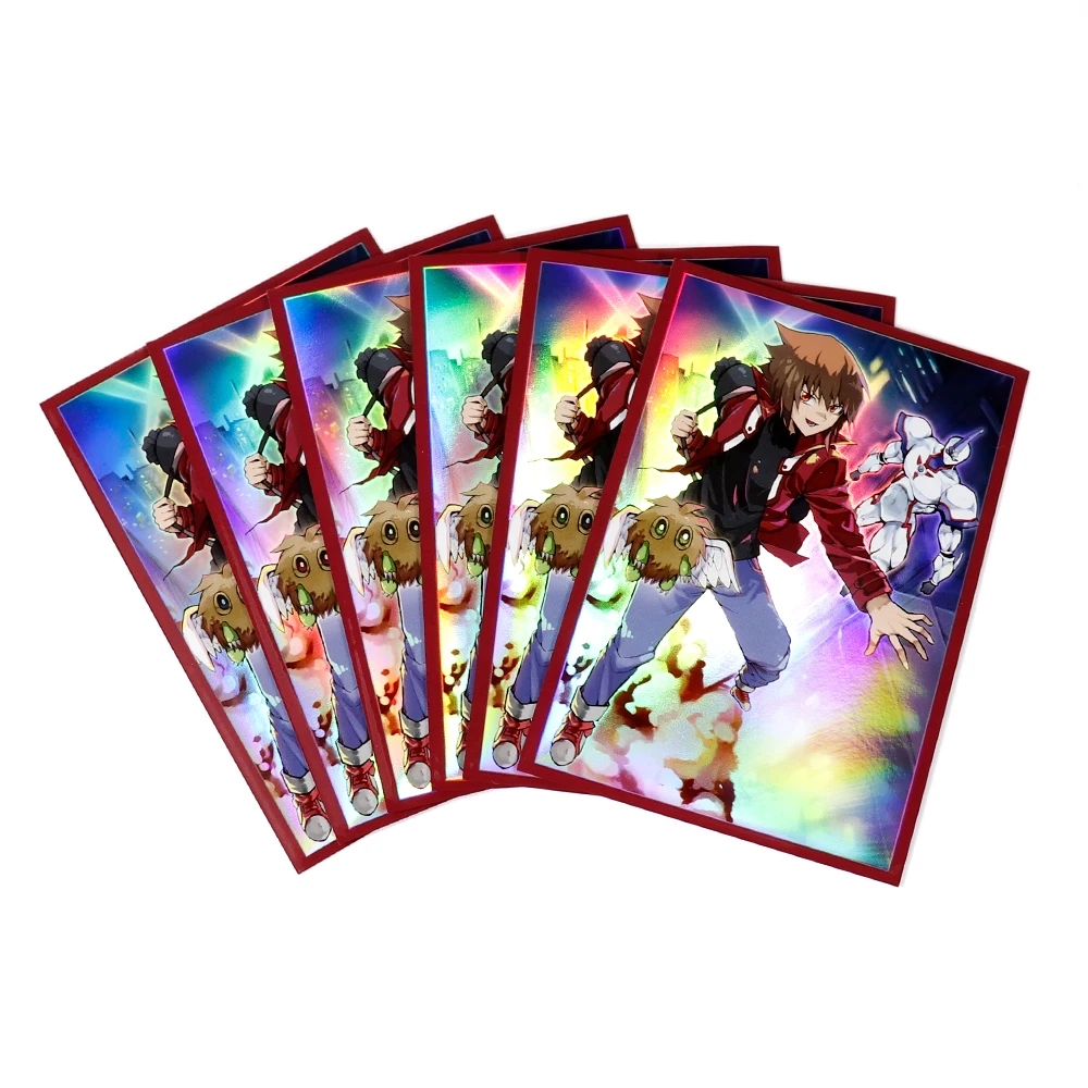 NEW!!! Holographic 62X89 Rainbow Effects Custom Yugioh Sleeves Supported by Heat Seal Made Laminated Bopp Plastic Material