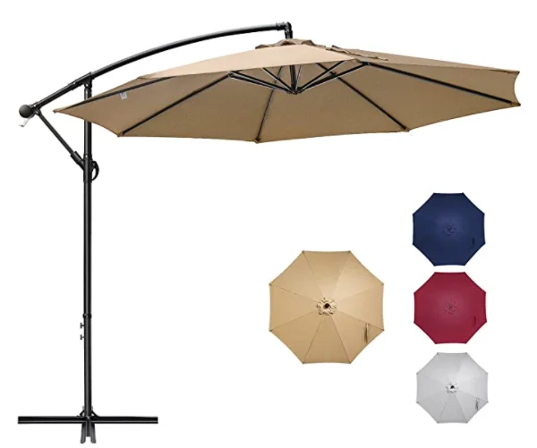 
Hot selling 10ft Cantilever Umbrella Aluminum Hanging Garden Parasol Outdoor Patio Umbrella with Crank Cross Base 