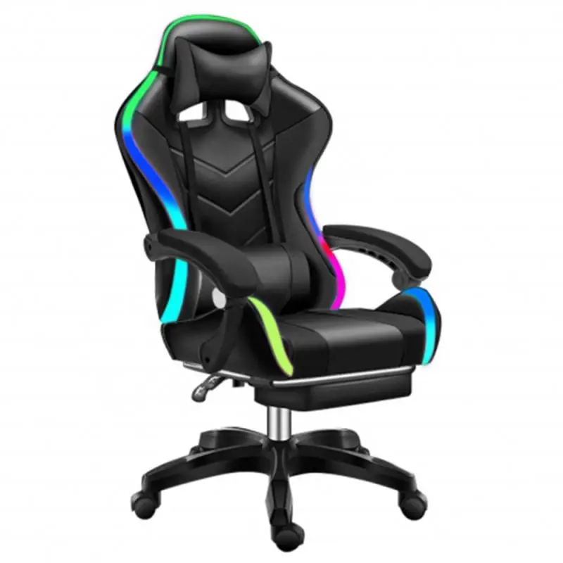 Free Shipping Cheap Premium RGB Light Silla Negro Racing Leather Reclining Gaming Professional Led Gamer Chair Pro