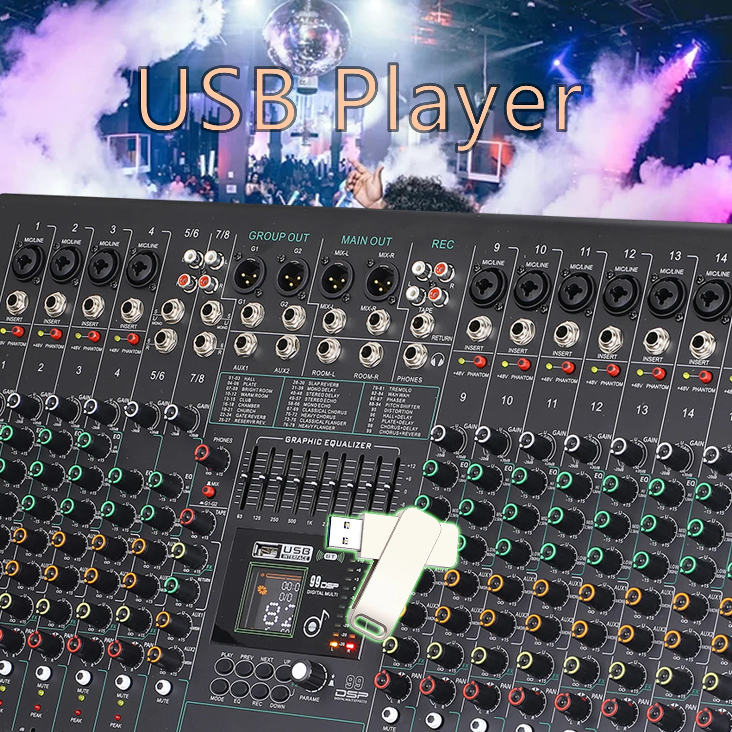 GAX-NX16 Professional 16-channel mixer with built-in 24BIT Double 99 effect stage audio system