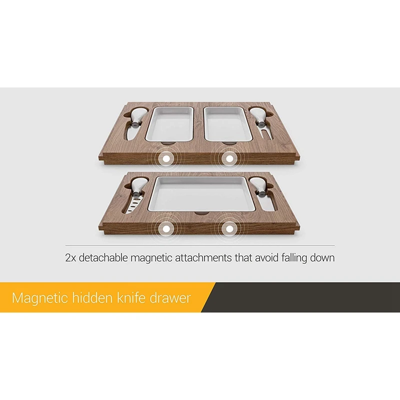 Acacia Cheese Board Set, Marble Blade Charcuterie Set, Cheese Platter with Slide-Out Drawers
