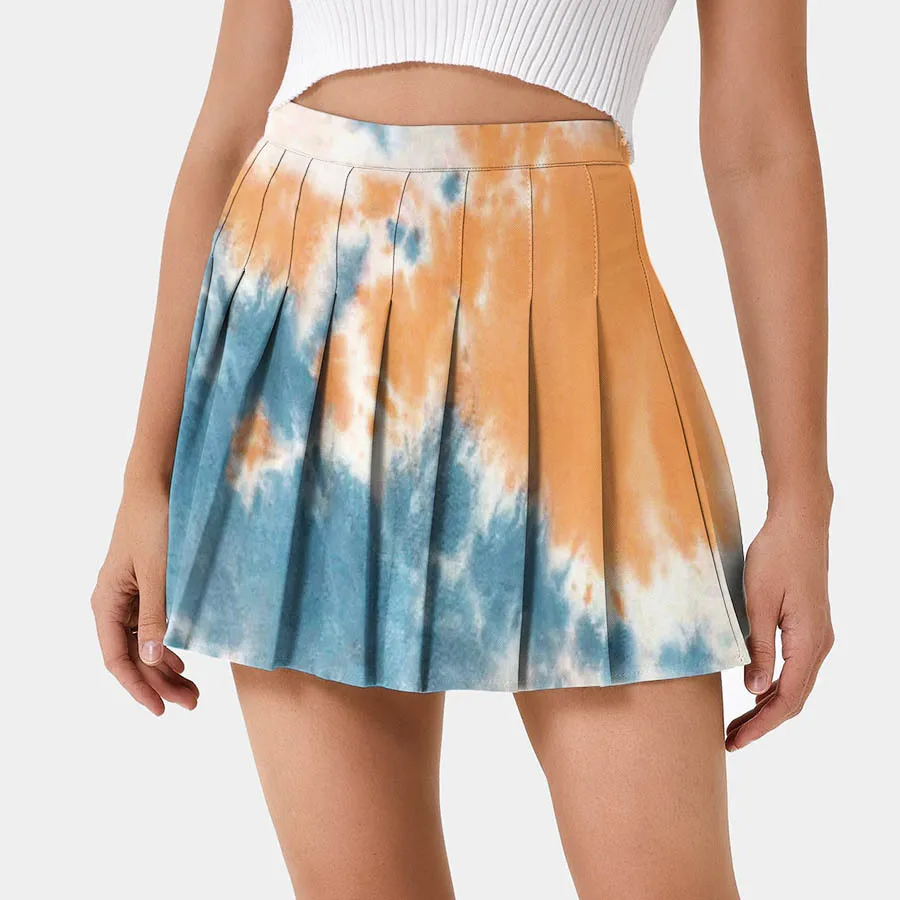 Мега теннис одежда «вареный» юбка плиссированные складки Lu женская сексуальная юбка с завышенной талией одежда для бега, для игры в гольф Спортивная повседневная короткая юбка