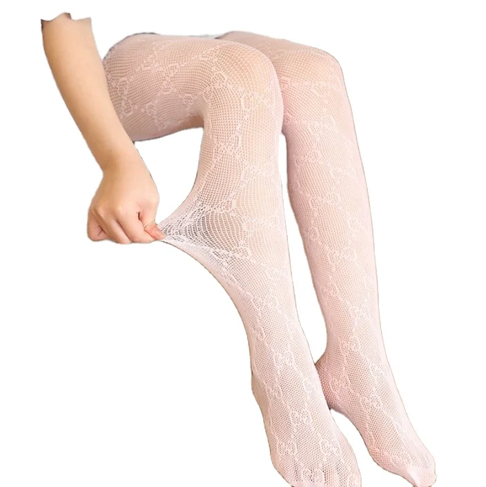 Girls fishing net stockings, princess dress, high waisted mesh tight fitting clothes, cute pattern knitted socks