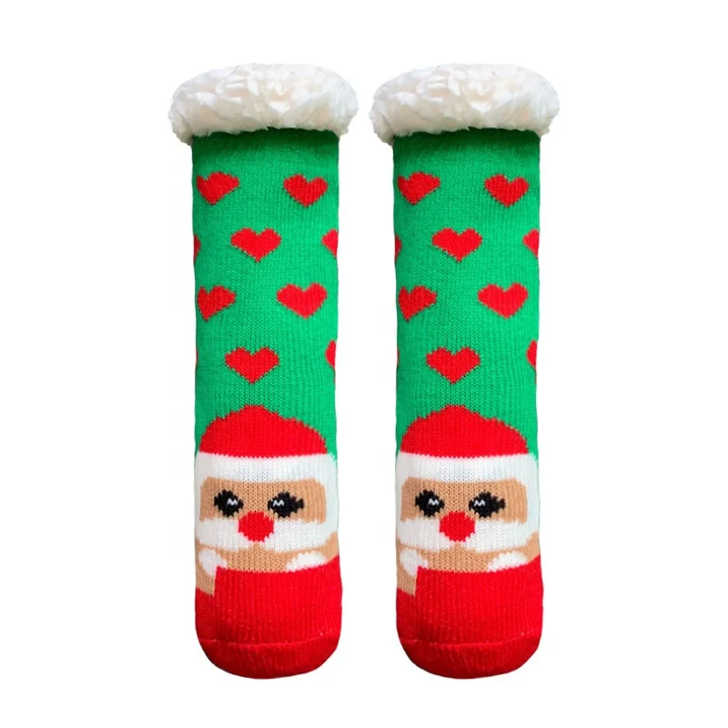 toddler kids children cute animal Winter knitted Warm fleece sherpa lining long Slipper Sock With Grips