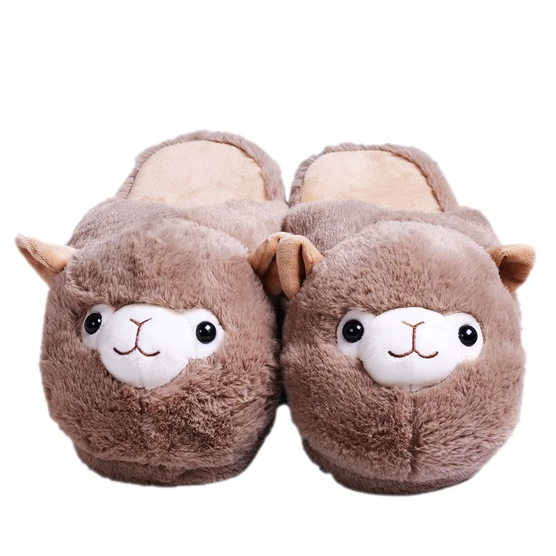 New Arrival Cute Custom Animal Shape Fuzzy Sheep Women And Ladies Animal Slippers