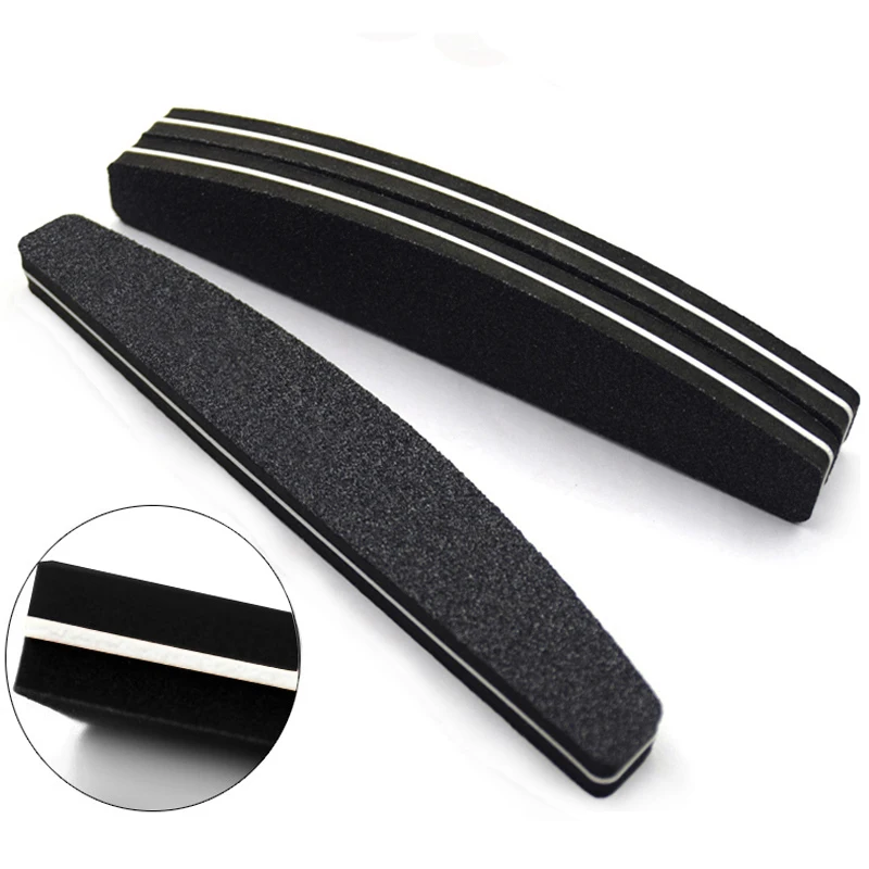 Washable Customize logo 100/180 black sanding nail files thickening emery board polisher nail file