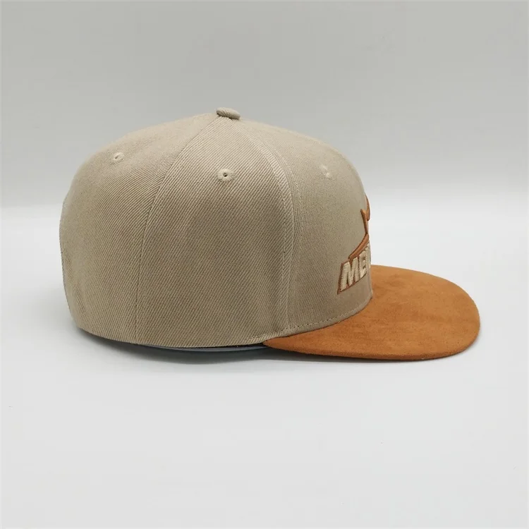 
Cheap Custom Made 6 Panels High Quality Custom Snapback Hat Suede Brim 