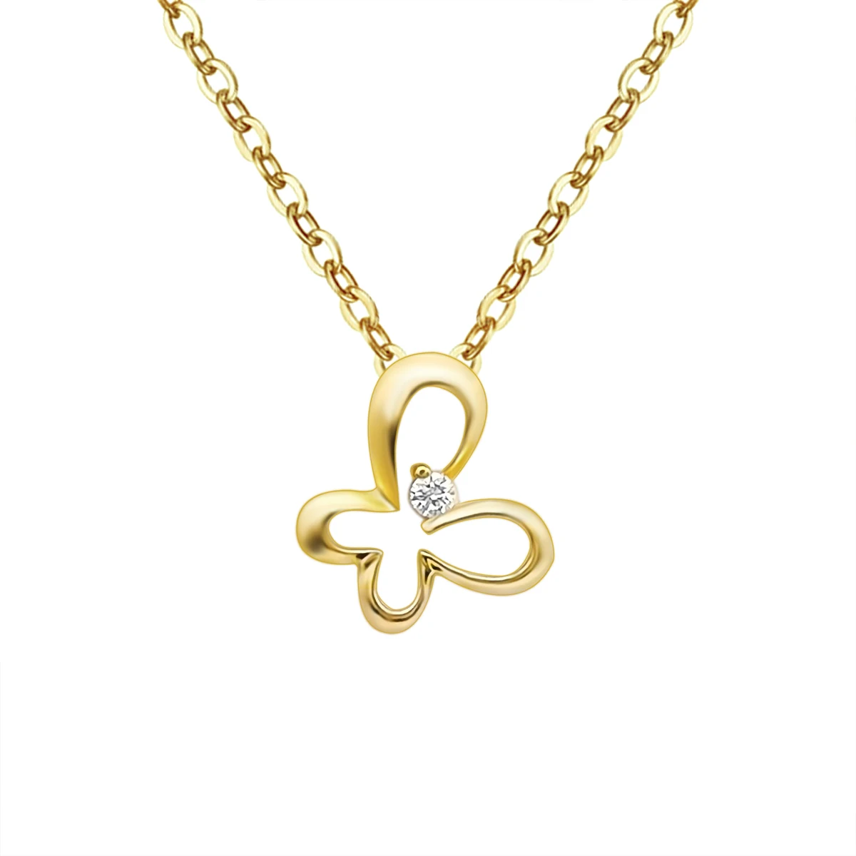 Popular Fashion  Butterfly 18K Real Rose Gold Pendant With Natural Diamond Women Gift 18k Rose Gold Necklace Jewelry