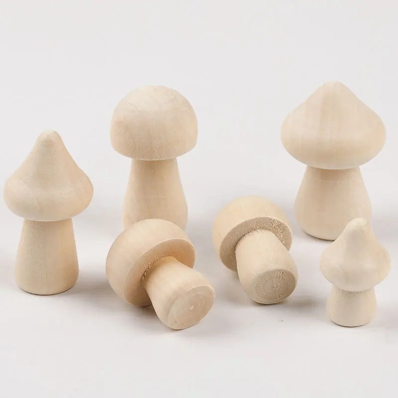 Blank Unfinished Wooden Mushroom 11 Sizes of Natural Wooden Mushrooms for Arts & Crafts Projects Decoration DIY Paint Color