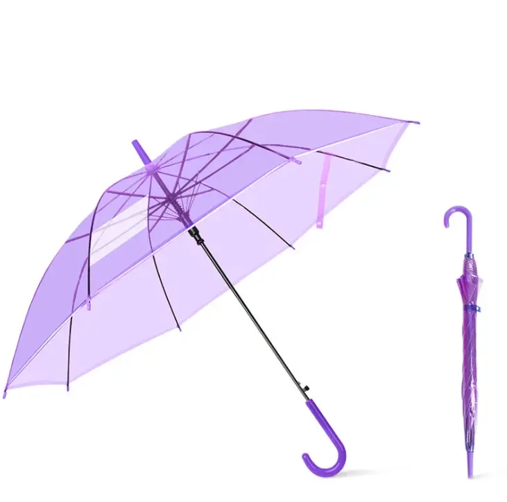 Factory Direct Sales Transparent Clear Automatic Open Straight Folding Sun Rain Umbrella For Promotional