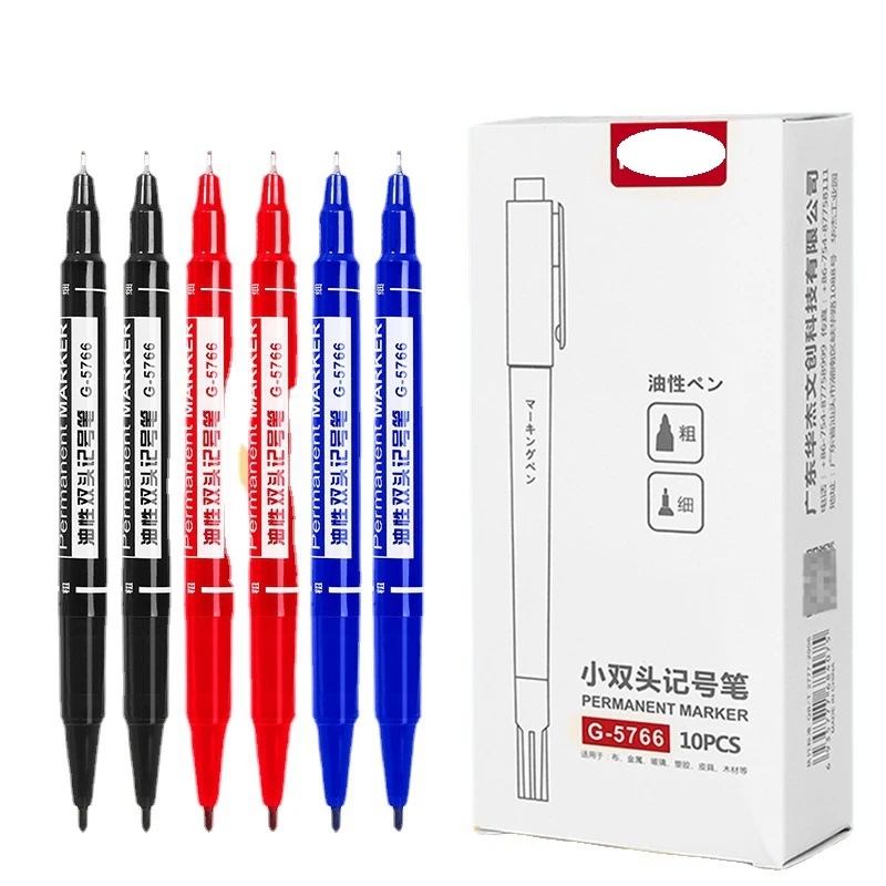 Wholesale diameter 1-2mm oily large capacity quick dry waterproof markers marks mark marking pen small double-ended marker