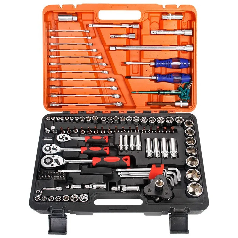 Hardware Tool Socket Quick Ratchet Wrench Screwdriver Tool Box Car Repair Set