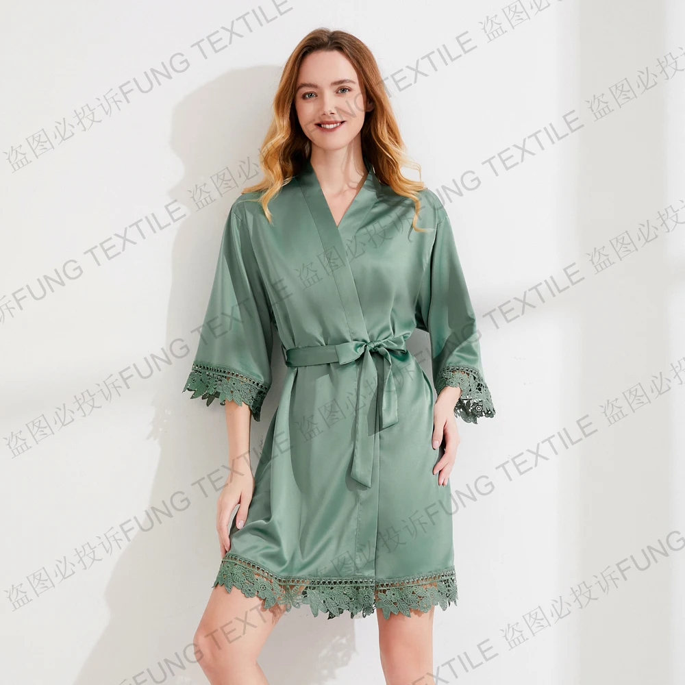 FUNG 3031 Sexy Sleepwear Sex Nighty Silk Pajamas Luxury Adult Satin Robe Set Sexy Sleeve Designer Sleepwear