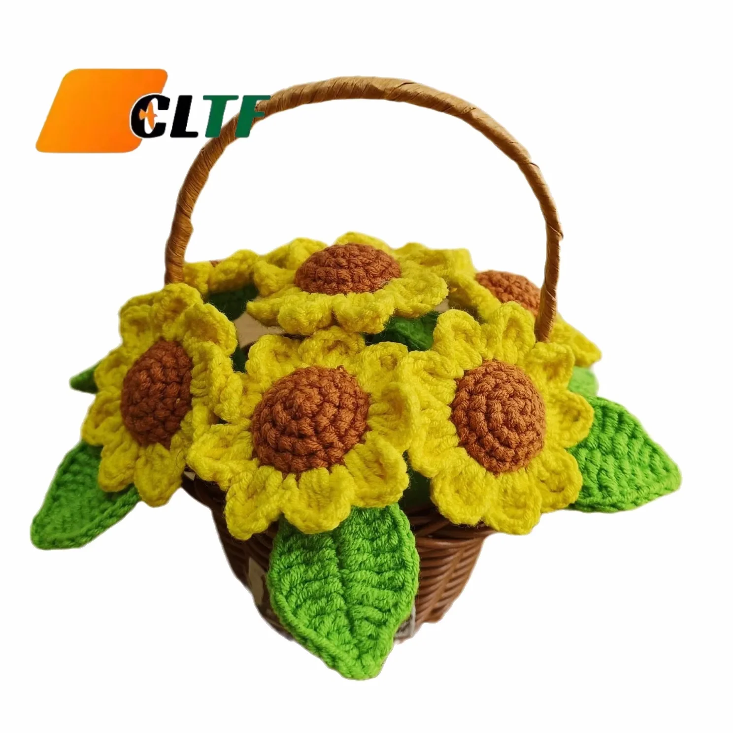 Handmade Mini Knitting Potted Flowers Crochet Rose Sunflower Crochet LED Pot Flowers Christmas Valentines Mothers Day Gifts 2024