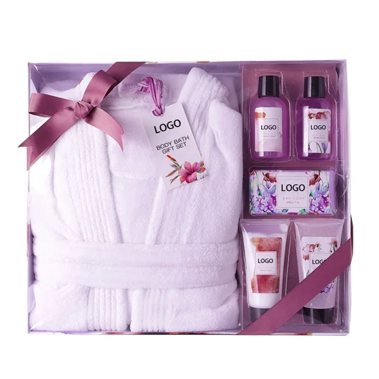 Wholesale customize private label luxury women pamper skin care bath and body bath spa box bath robe set gift