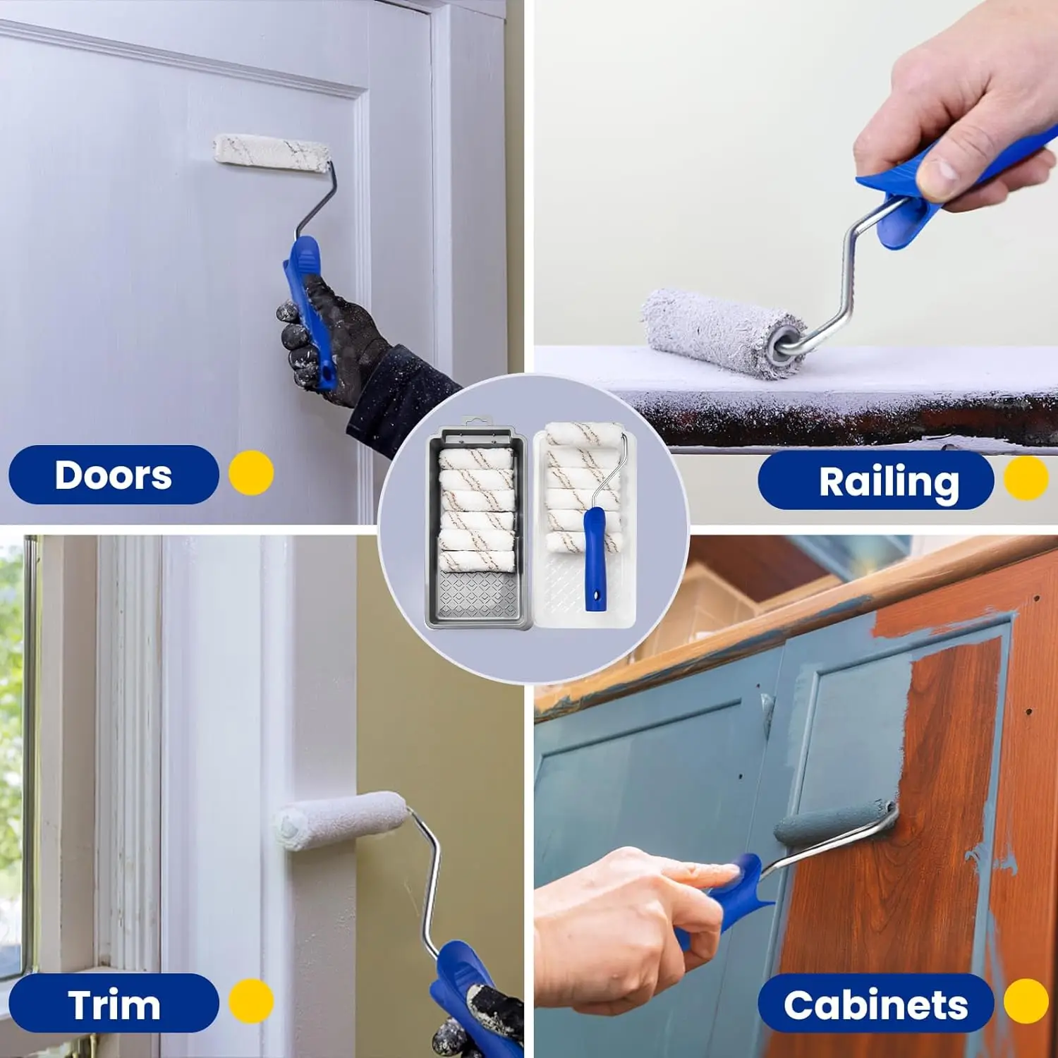 4 Inch DIY Microfiber Paint Rollers Disposable Tray Liner Frame Customizable Mini Rollers Painting Walls Cleaning OEM