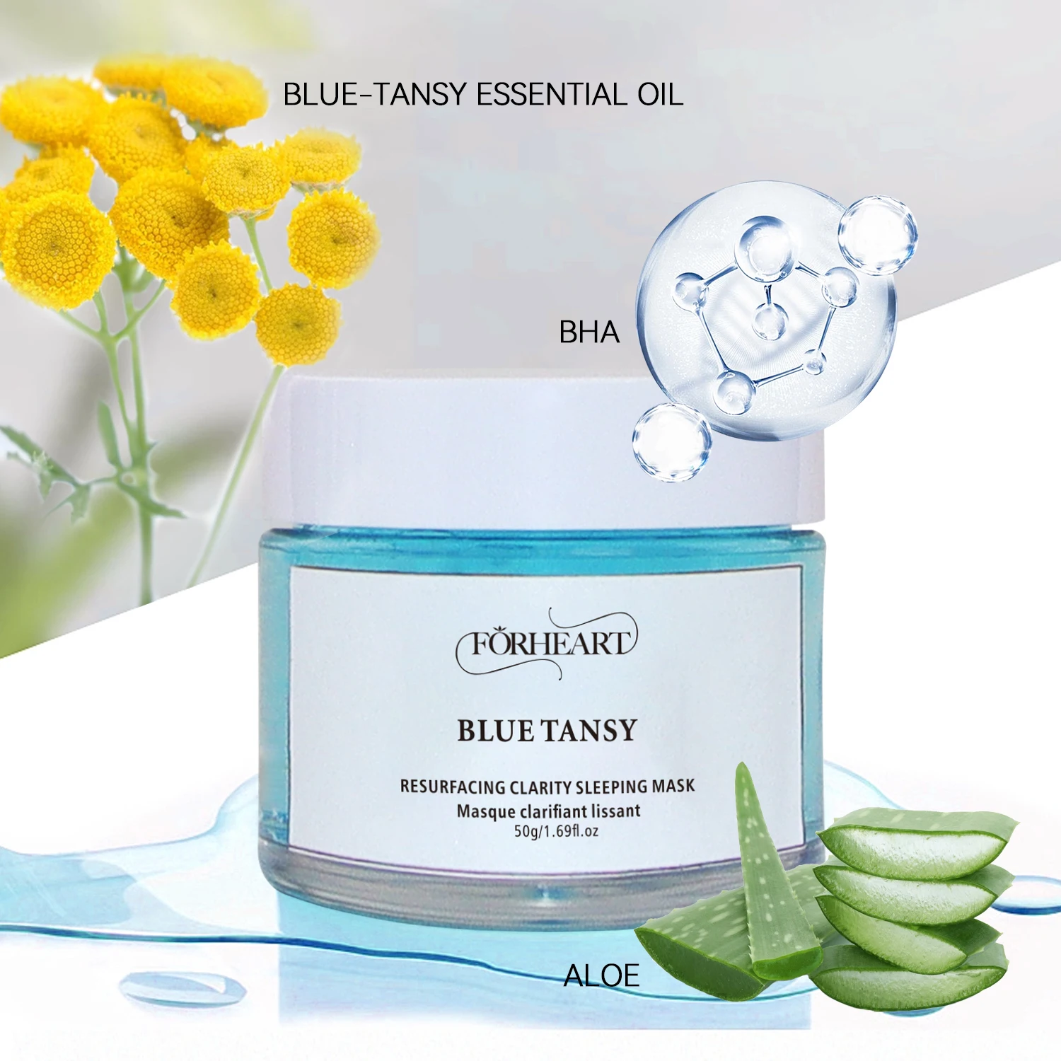 Custom  Private Label Vegan Nourishing Firming Blue Tansy Face Night Sleeping Jelly  Mask For Face Care