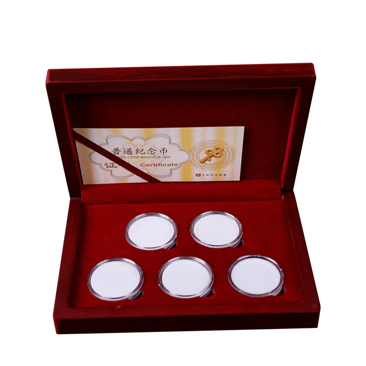 
Hot Sale Adjustable wooden coin display box 5 Pieces 30mm 27mm 25mm capsules collectors wooden box coins display 