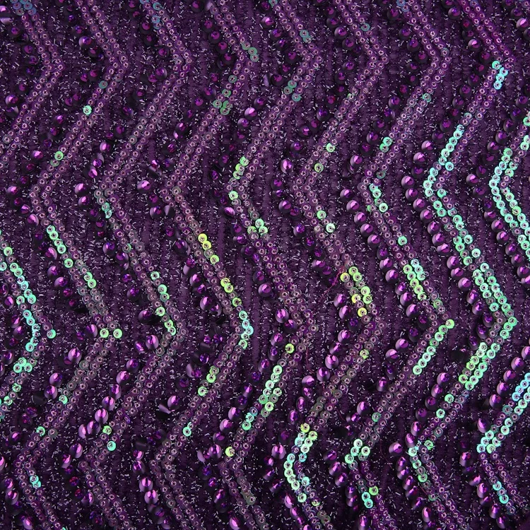 New style purple sequin knit spangles embroidered chinese embroidery fabrics