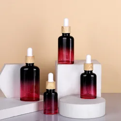 Private Labeling Glass Bottle 10ml 20ml 30ml 50ml Gradient color Empty Dropper Bottle for Rose Essential oil