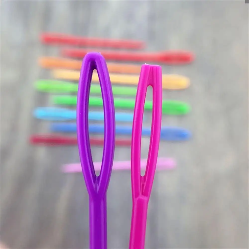 20PCs Mixed Color 7cm/9cm Plastic Knitting Needles Crochet Hooks Wool Yarn Needle Children DIY Sweater Weaving Tools Accessory
