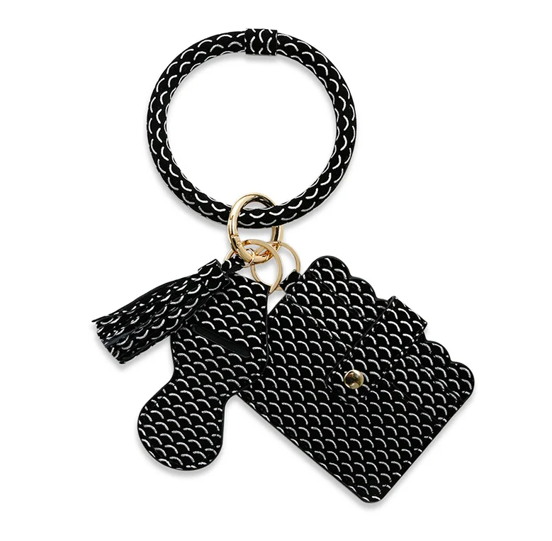 Бесплатная доставка, женский браслет Русалка, браслет, держатель для удостоверения личности с кожаным кольцом для ключей с кисточкой и держателем для палочек для девочек