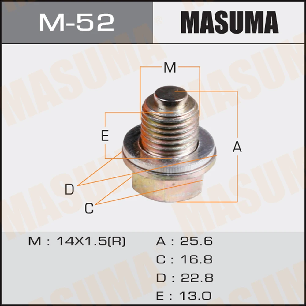 M-52 MASUMA M14*1.5(r) Others Auto Parts Sealing Plug Oil Sump Bolt, Oil Drain Screw, Engine Oil Sump Nut