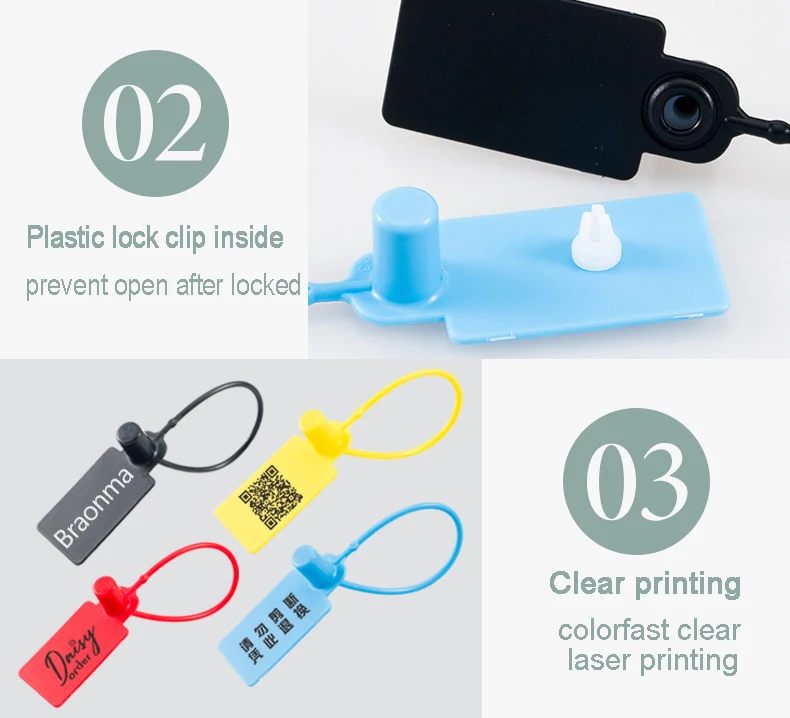 Free Charge Customized Printing Logo Disposable Plastic Garment Security Seals Hang Tags Zip Tie for Clothes Shoes Bags