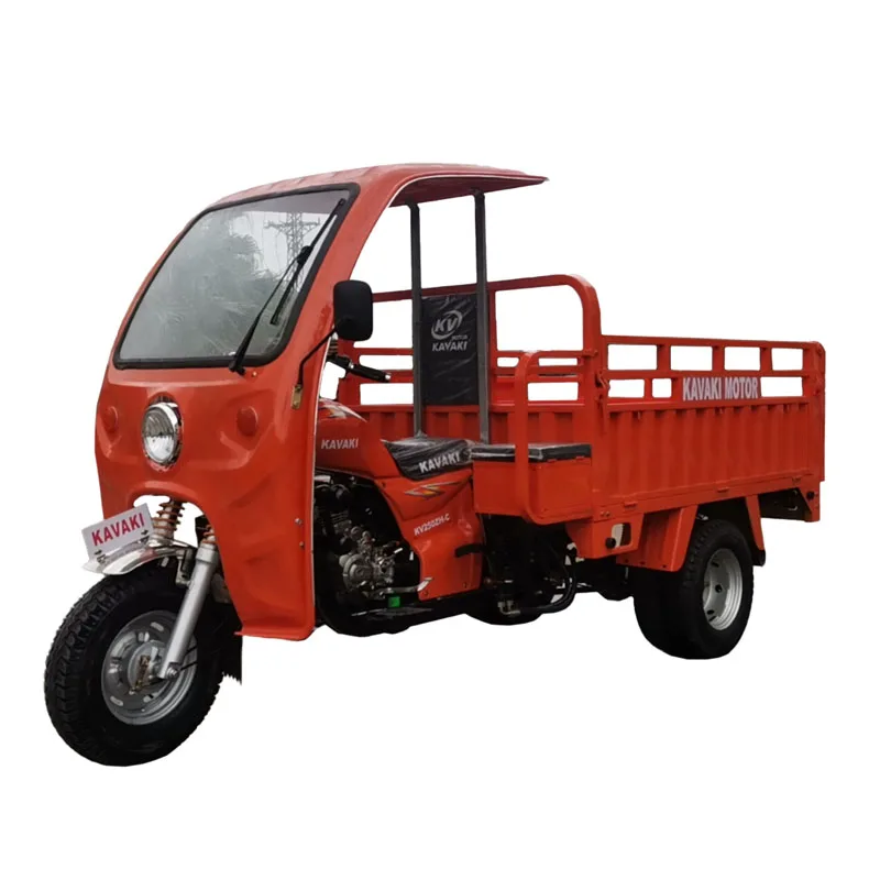 hot sale 250cc water cooled engine 2.0m cargo box SUPER KAVAKI MOTOR gasoline rear double wheel automatic discharge tricycle