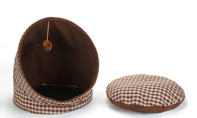 Pet Bed for Cats with Removable Cushion Fabric Portable Cave Nest for Small Pets