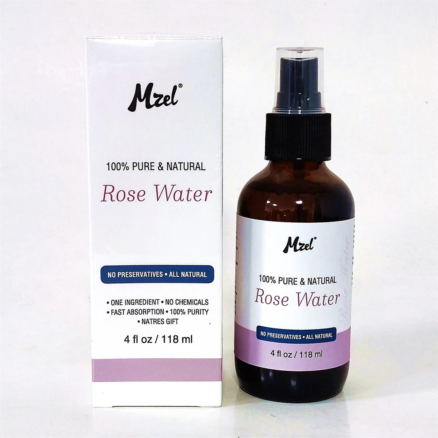Mzel Organic Pure Rose Water Facial Toner - Sourced Skin Toner - Triple Purified Moroccan Rosewater