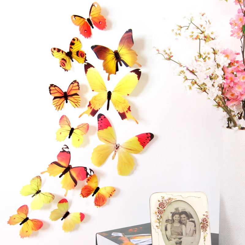 Events And Wedding Decoration Fairy Garden Flying Butterfly Wholesaler DIY 3D butterfly wall decoration
