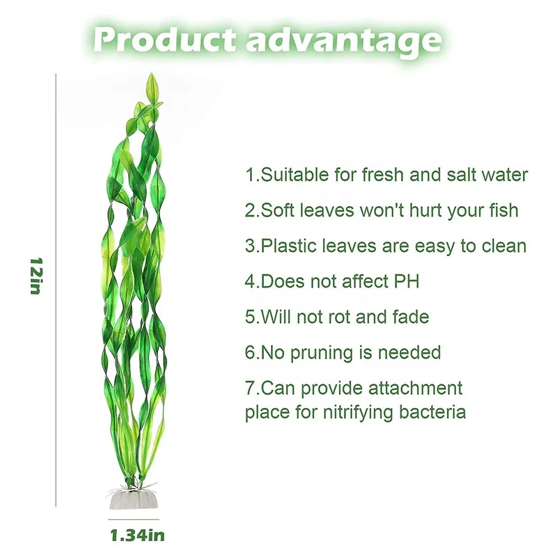 10 Pcs Plastic Aquarium Plants Decorations Artificial Seaweed Water Fish Tank