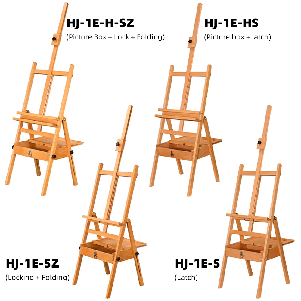 Panwenbo Beech Wood Foldable Easel Drawing Stand Painting Floor Easel Stand Fourlegged Easels With Solid Wood Drawers