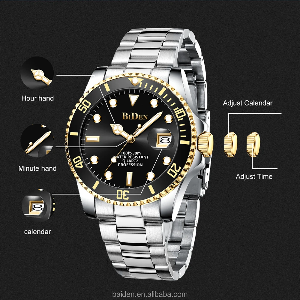 Luxury watch 2022 mens style Guangzhou watch market wholesale men classical date custom watches