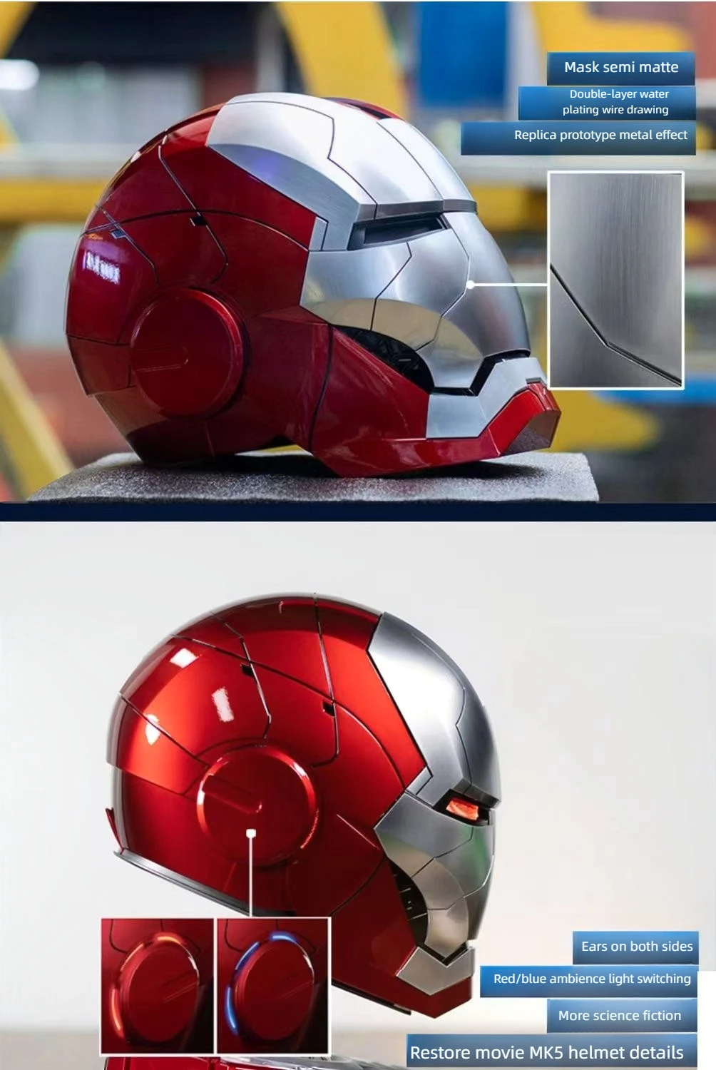 Factory Direct Cosplay Wearable MK5 Iron Man Mask Helmet Iron Man Voice Activated Helmet